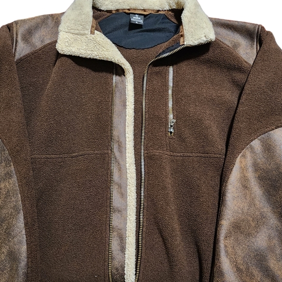 Kuhl Men's Alpenwurx Brown Full Zip Sherpa Collar Faux Leather Fleece Jacket XL - Picture 8 of 11